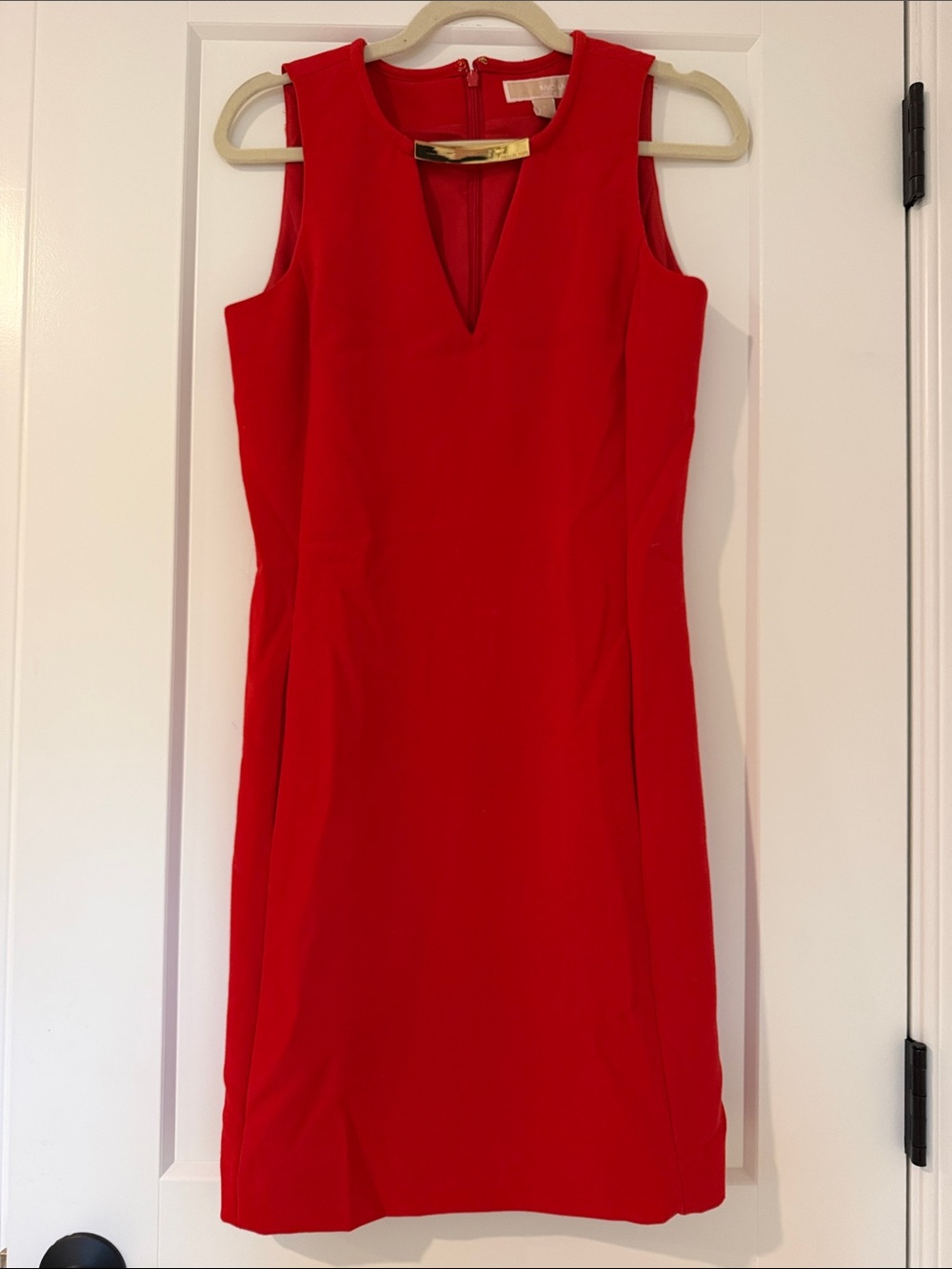 Michael Kors Red Sheath Dress with Gold Accent
